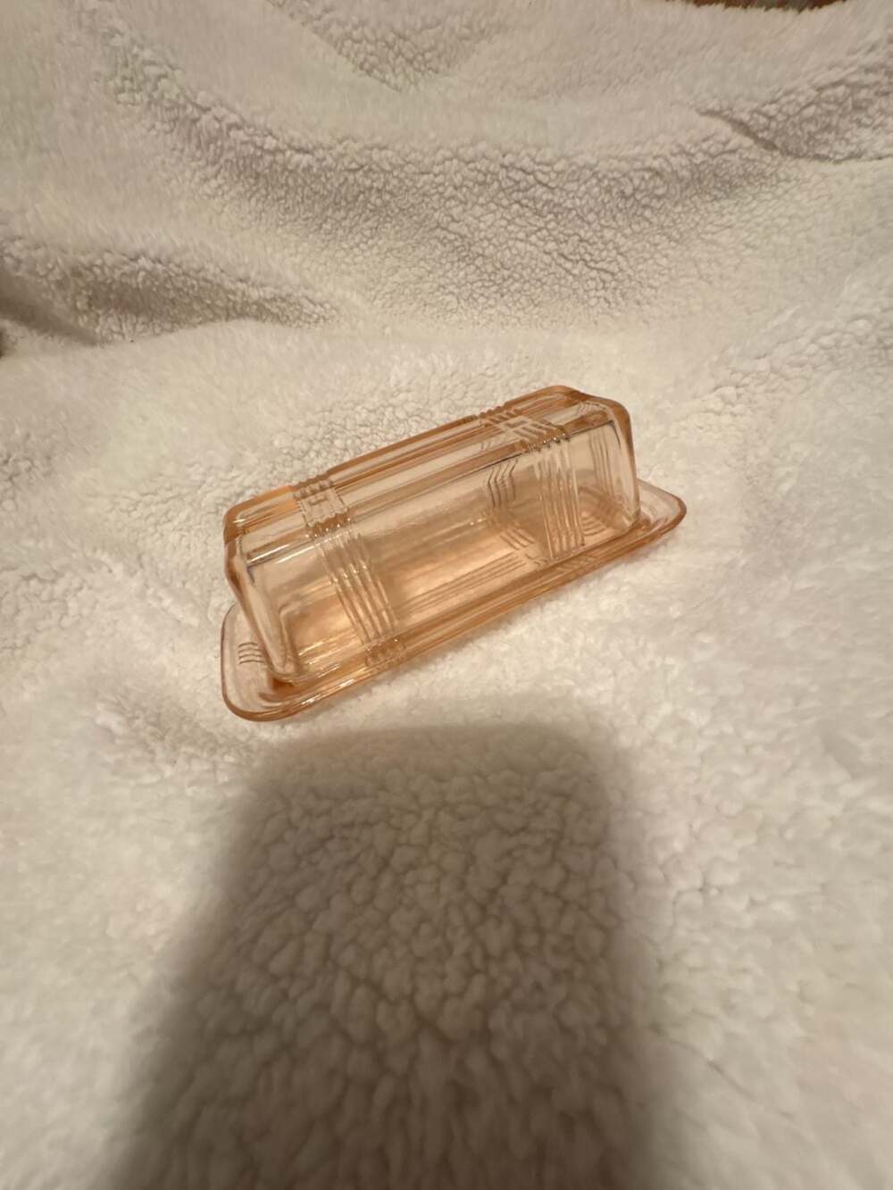 Hazel Atlas Criss Cross Pink Depression Glass Butter Dish